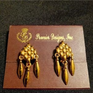 Gold Weave Chandelier Clip Earrings